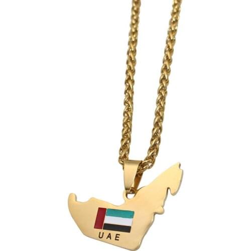 Zkd United Arab Emirates map UAE flag stainless steel pendant necklace , country map jewelry