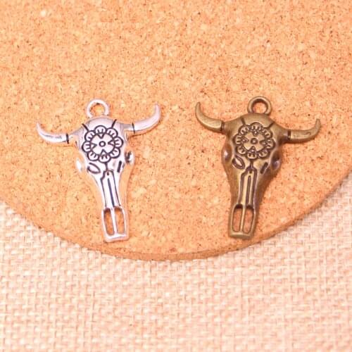 10pcs Bull Head Ox Charms Metal Alloy Plated Pendants for Jewelry Making DIY handmade 32*26 mm