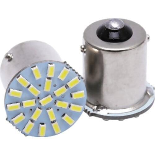 100pcs 24V 1156 P21W BA15S 1157 BAY15D Car LED Rear Turn Signal Lights Auto Reverse Lamp Bulbs 3014 22SMD White DC24V