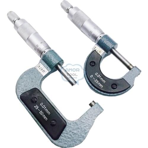 2pcs Outside Micrometer Set 0.01mm 0-25mm&25-50mm Metric Measuring Tools