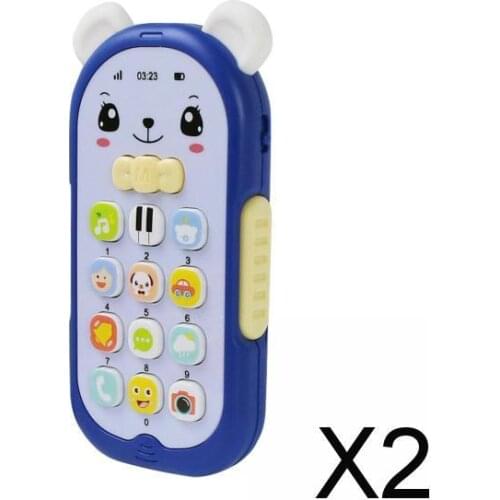 2xElectronic Cartoon Telephone Toy Baby Toys Telephone Toys Xmas Gfits Blue