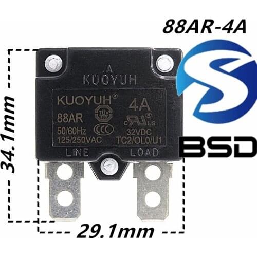 4Pcs Taiwan KUOYUH Overcurrent Protector Overload Switch 4A 88AR Series Automatic Reset