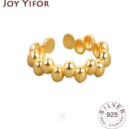 925 Sterling Silver Rings For Women Men Irregular Geometric Dots Gold Open Ring Party Gifts Accessories