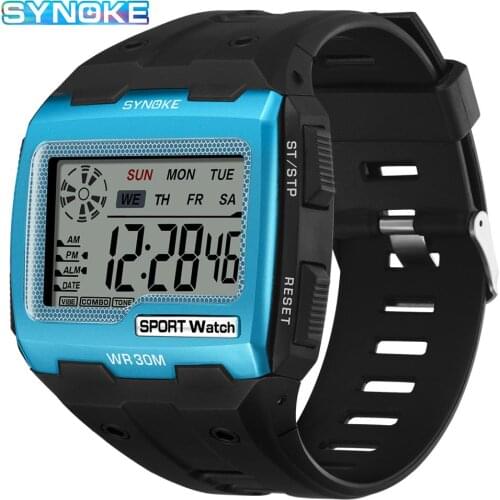 SYNOKE Fashion Men Digital Watches Sport Square Dial Mens Waterproof Wristwatch LED Male Electronic Watch Relogio Masculino