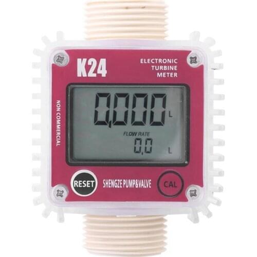 K24 Turbine Digital Oil Fuel Flow Meter Gauge For Chemicals Liquid Water