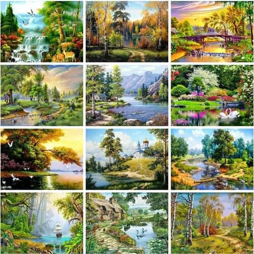 CraftArtGo 5D DIY Diamond Embroidery scenery Full Square Round Rhinestone Mosaic Painting Cross Stitch Flowers Diamond Kit