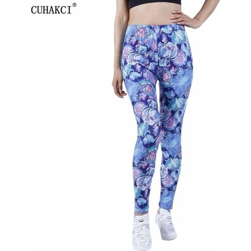 CUHAKCI Sexy Floral Women Leggins Push Up Workout Femme High Waist Leggings Elastic Sportswear Elasticity Print Push Up Trouser