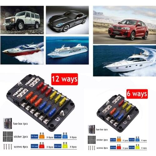 Hot Sale 12V 32V Plastic Cover Fuse Box Holder M5 Stud LED Indicator Light 6 Ways 12 Ways Blade For Auto Car Boat Marine Trike