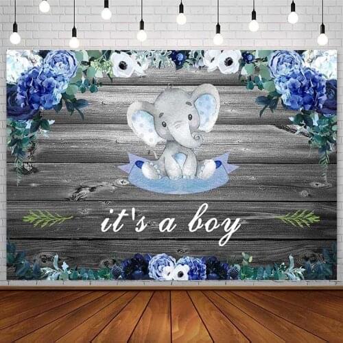 Avezano Baby Shower Photography Backdrop Wood Plank Flower Elephant Boy Photophone Photo Background Studio Photozone Decor Props