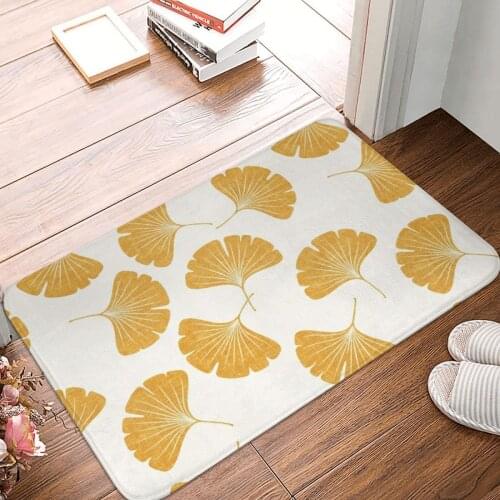 Ginkgo Biloba Gingko Leaves Doormat Carpet Mat Rug Polyester Non-Slip Floor Decor Bath Bathroom Kitchen Balcony 40*60