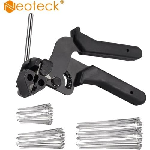 Neoteck Stainless Steel Cable Ties Cut Up to 12 mm width 0.3mm thickness Cable Fasten Gun Pliers Crimper Tensioner Cutter