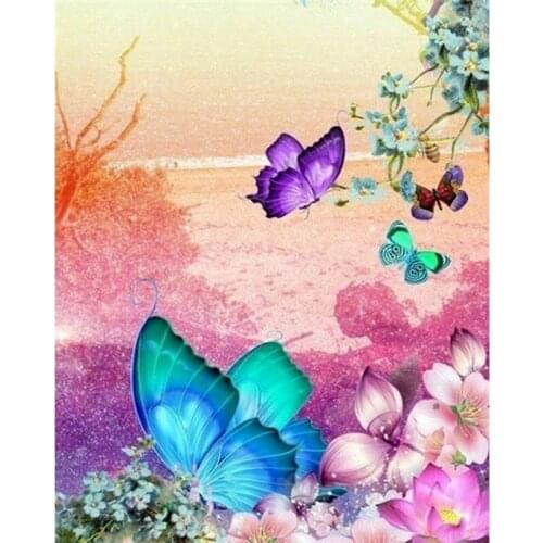 Gatyztory Butterfly Flower DIY Painting By Numbers Handpainted Oil Painting Canvas Colouring Home Art 60x75cm Frame