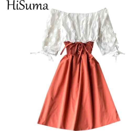 Summer Women Slash Neck Lantern Sleeve Bandage Lace Up 3D Flower Ruffles Dress Lady Elastic Slim Waist Party Chiffon Mini Dress