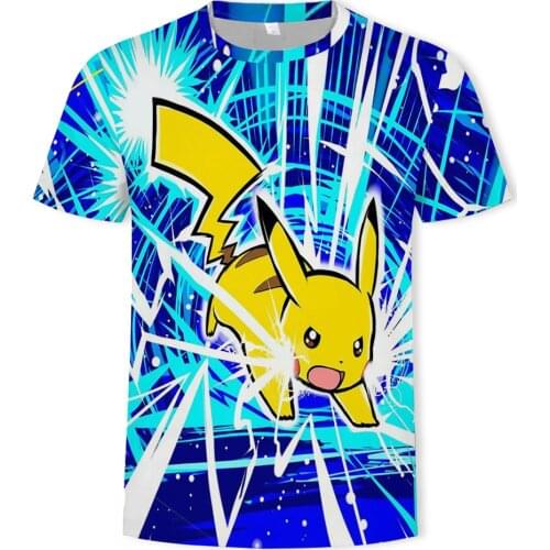 2021 summer fashion Pokémon 3D printed pattern mens T-shirt suitable for family, parent-child wear, trendy casual T-shirt