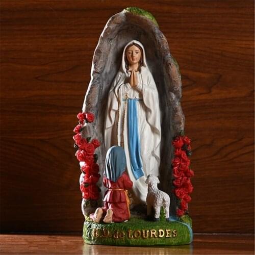 Miniature Our Lady of Lourdes Figurines Accessories for Indoor Decor