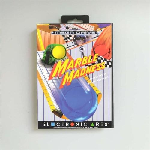 Marble Madness - EUR Cover With Retail Box 16 Bit MD Game Card for Megadrive Genesis Video Game Console