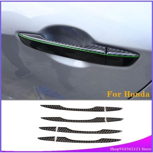 For Honda Civic 2016-2019 Car Exterior Handle Stickers Real Carbon Fiber (Soft) Car Door Handle Protection Patch
