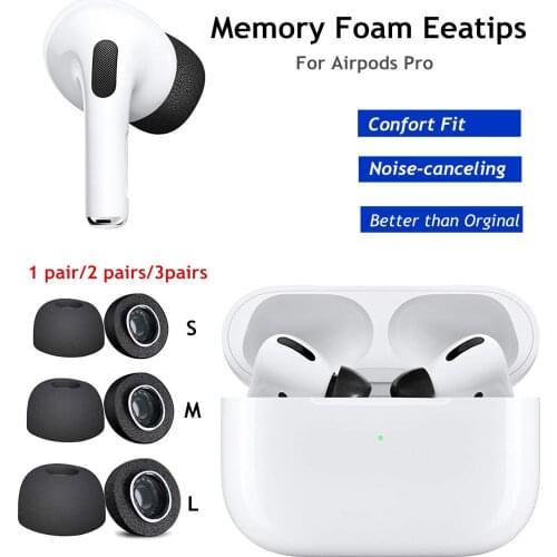 3pairs/2pairs/1pair Memory Foam Tips for Apple Airpods Pro accessories ear tips replacement for pro black large Medium small
