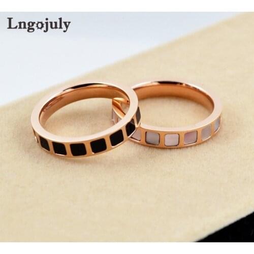 New Titanium Steel Rings Wedding Ring Jewelry Engagement Rosegold Color Titanium Ring For Women Girlfriend Jewelry GIfts