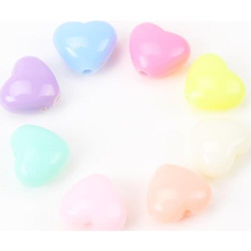 New Hot Sale Spring Color Wholesale Mixed Acrylic Heart Beads Round Spacer beads Handmade Jewlery Accessory 8x9mm 50pcs