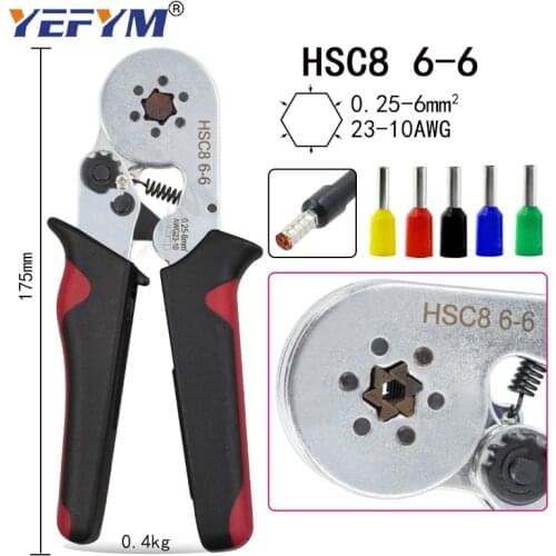 YEFYM Crimping Pliers HSC8 6-6 6-4 Ferrule Crimper Tools With Tubular Terminals Mini Portable Automatic Crimping Tool In Box Bag