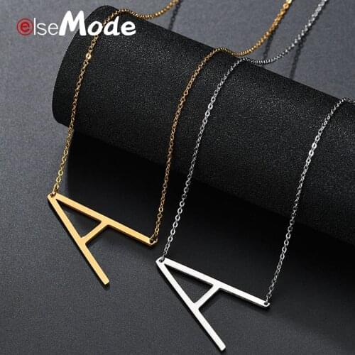 ELSEMODE Simple A-Z Initial Letter Pendant Necklaces Stainless Steel Ketting Choker for Women Men Girls Birthday Gifts