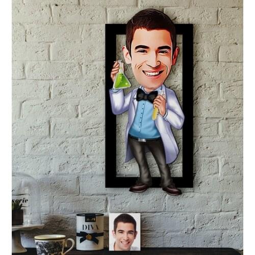 Personalized Mr Chemistry Teacher Caricature OF 3D Wood Tablo-3 Reliable Quality Cost Effective Gift Home Decoration wall