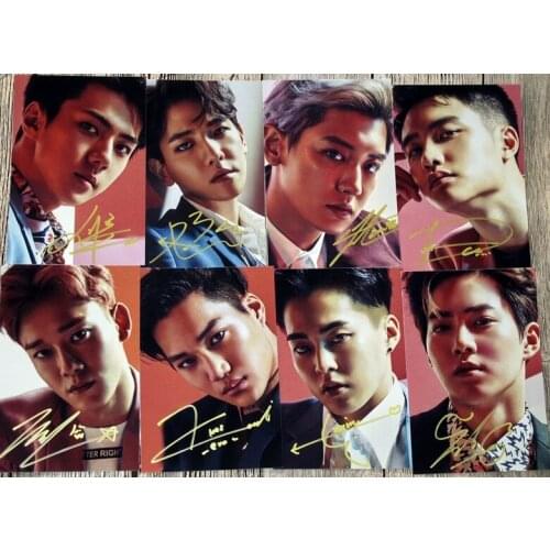 Signed EXO autographed original photo 8 photos set K-POP 6 inches free shipping 122017