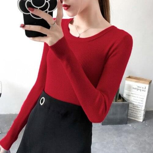 Women Autumn Spring Style Pullover Sweater Lady Casual Long Sleeve O-Neck Solid color Pullover Tops ZZ1147