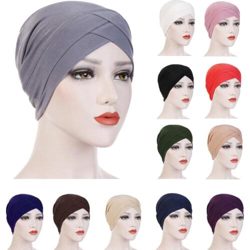 Muslim Women Hijab Turban Hat Head Scarf Hair Loss Cancer Chemo Cap Headscarf Wrap Islamic Beanie Bonnet Stretch Headwear Hat