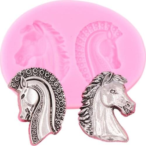 3D War Horse Head Silicone Molds Animal Fondant Mould Baby Birthday Cake Decorating Tools Candy Clay Chocolate Gumpaste Moulds
