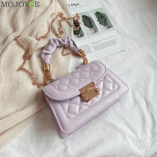 Popular Simple Female Daily Bag Casual PU Leather Sling Handbag Purse Women Elegant Chain Shoulder Crossbody Bag