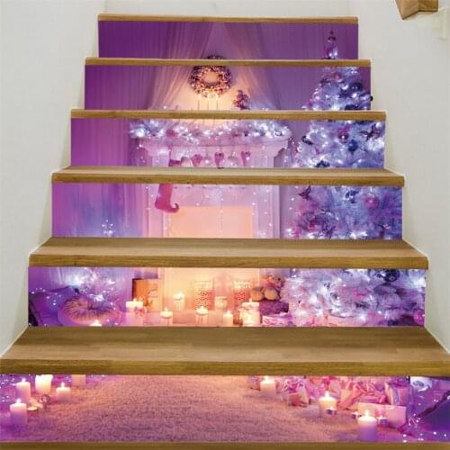 Warm Christmas 3D Stair Stickers DIY Self-adhesive Home Design Floor Decals Murals Living Room PVC Wallpaper Santa Claus Posters
