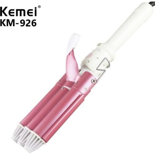 Kemei Hair Straightener Automatic Perm Splint Ceramic Hair Iron 3 Barrels Big Wave Hair Curling Flat Iron Hair Waver Curl Km-926
