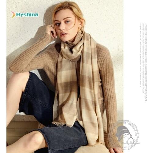 Womens Plaid Worsted Pure Cashmere Scarf 100% Cashmere Autumn and Winter Warm