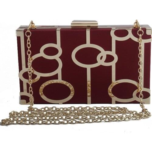 Women Cute Satin Box Clutch Purse Metal Geometry Evening Handbags Shoulder Cross-Body Bag for Bride Wedding Party