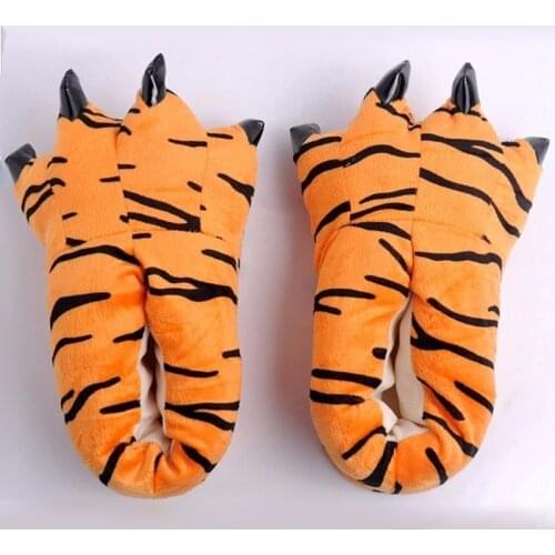 Winter Adult Kids Cow Tiger Warm Cartoon Cute Indoor Floor Slippers Paw Claw Home Shoes Christmas Pajamas Hot Sale Gift