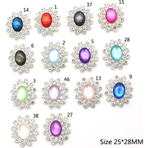 10pcs/lot 25*28MM Oval Metal Rhinestone Snap Flatback Sewing Button for Wedding Manualidades Diy Accessories Craft Decorative