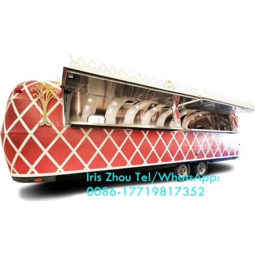 3-7m size customized airstream mobile food trailer crepe mobile trailer with color customized