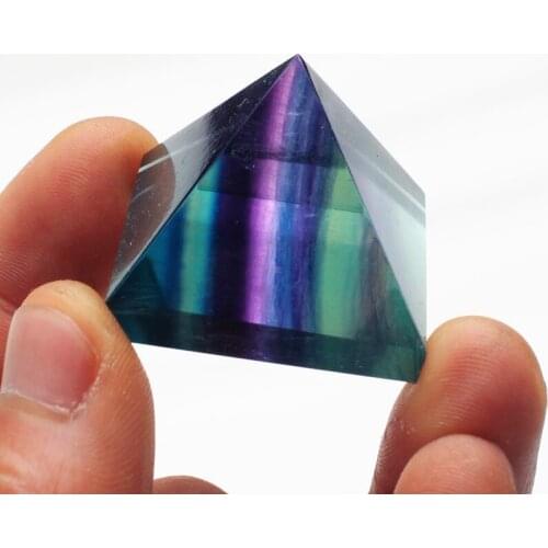 30-50mm Natural Quartz Rainbow Fluorite Pyramid Stone Crafts Crystal Point Healing Gemstone Gift Fengshui Ornaments Home Decor