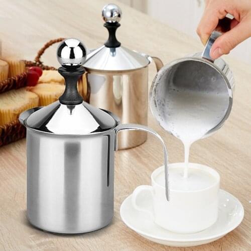 400 / 800Ml Kitchen Applicance Manual Milk Frother Stainless Steel Cappuccino Milk Creamer Foam Mesh Coffee Shop Foamer Creamer
