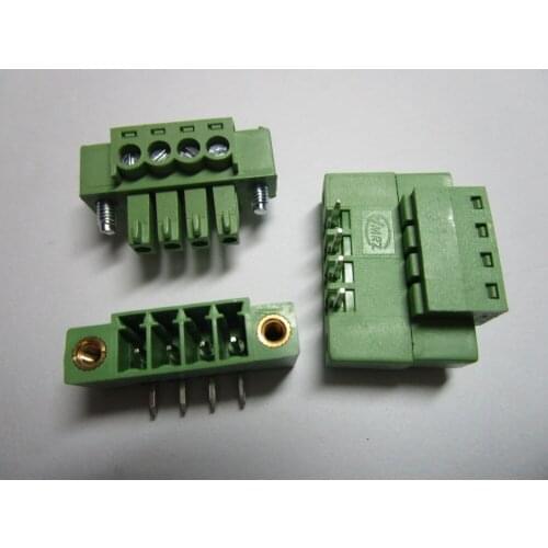 50 pcs With Embossmen Angle 4 pin Pitch 3.5mm Screw Terminal Block Connector Green Color Pluggable Type with angle pin