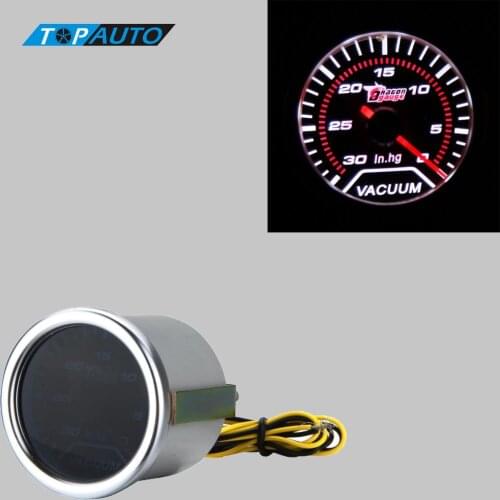 Car Motor Universal Smoke Len 2" 52mm 30-0 IN/HG Indicator Vacuum Gauge White LED Light