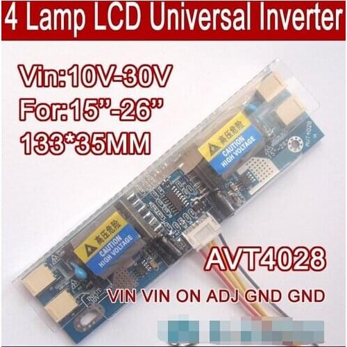 Free shipping 10PCS AVT4028 PC LCD MONITOR CCFL 4 LAMP universal lcd inverter board,4 Lamp 10V-30V For 15-26" screen