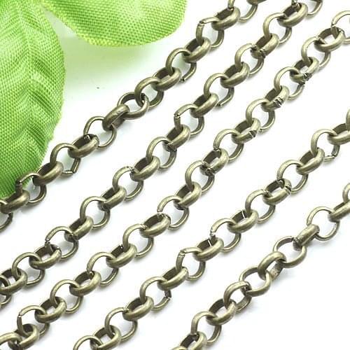 Free shipping!!!100m/lot Copper material 3.2mm Bronze tone rolo chain findings