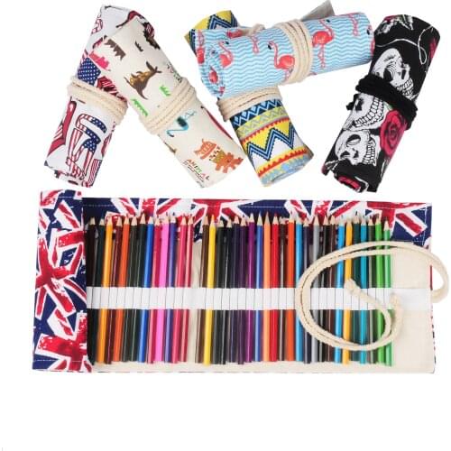 36 Holes Flamingo Art Pencil Case For School Boy Girl Kawaii Makeup Brushe Pencil Bag Penalty Office Supplies Stationery Storage