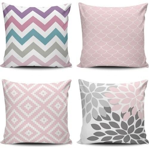 Pillow decorate World 4'lü Kombin Digital Printed Pillow decorate Case
