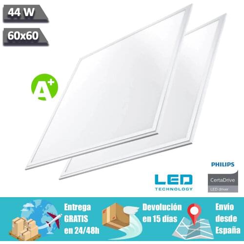 FactorLED Pack LED Panel 60x60 cm 44W, LED Driver Philips board, LED false ceiling lamp, 7000 Lumens, No Flick, White