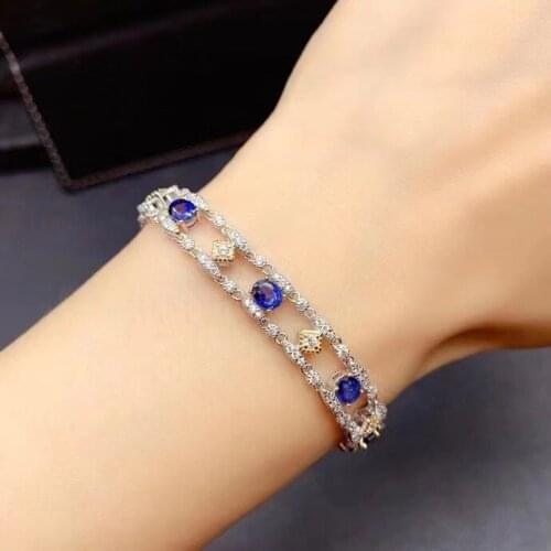 Good Valentine Gift Sapphire Bracelet 925 sterling silver Fine jewelry Sapphire Bracelet Wedding Best Gift
