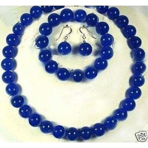 Selling Jewelry>>New 10mm Round Beads Gem stone Necklace Bracelet Earrings Jewelry Set